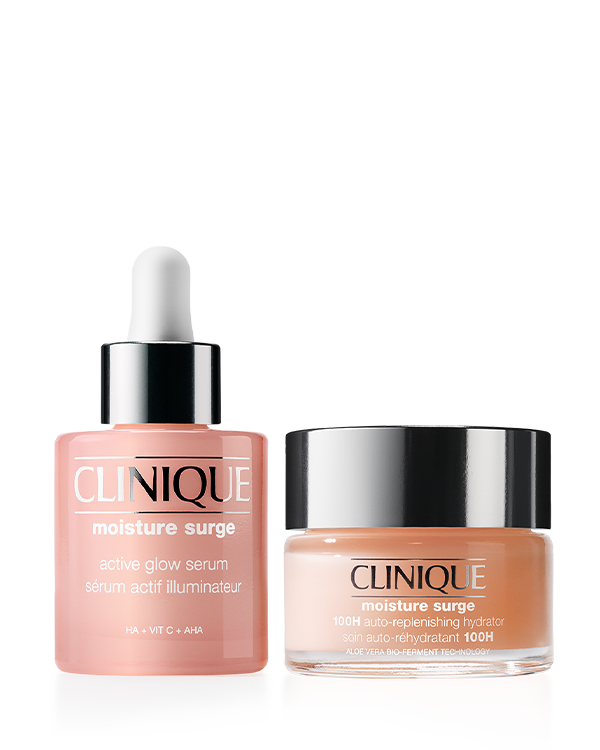 Moisture Surge™ Glow Duo Bundle (30% off at Checkout) , The Moisture Surge Glow Duo features the bestselling 50 ml 100H Auto-Replenishing Hydrator and the 30 ml Active Glow Serum, delivering instant, long-lasting hydration and radiant glow