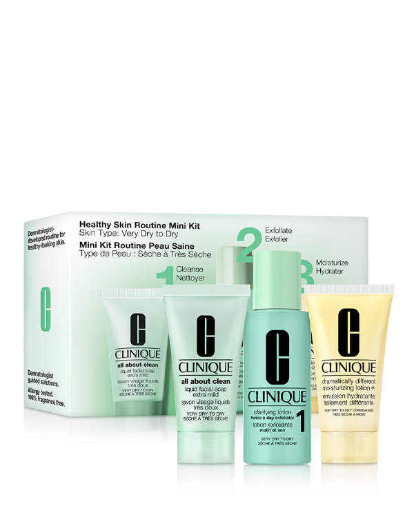 Healthy Skin Routine: Mini 3-Step Kit For Very Dry Skin, A dermatologist-developed 3-step skincare system, in trial-perfect mini sizes.
