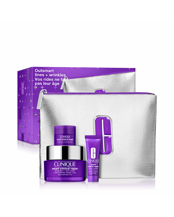 Outsmart Lines + Wrinkles: Smart Clinical Repair Set, An advanced skincare trio of Clinqiue’s powerful wrinkle-fighting formulas.