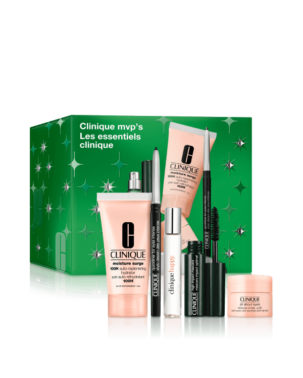 Clinique Mini MVP's Set, A collection of Clinique’s skincare, makeup, and fragrance fan-favourites, in travel-perfect mini sizes