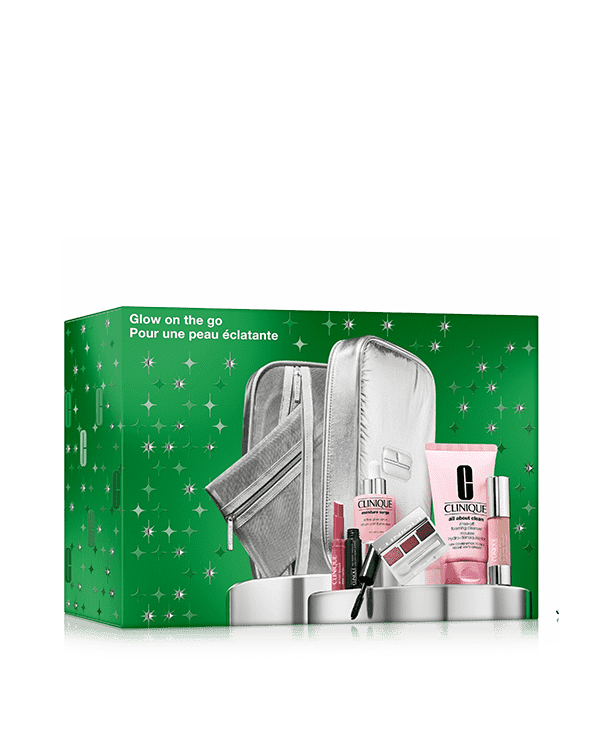 Glow On The Go: Skincare & Makeup Set, 6 glow essentials in a 3-in-1 beauty bag, featuring Clinique’s most-loved makeup and skincare.