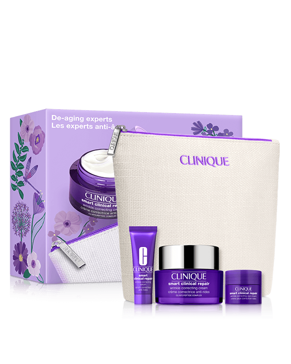 De-Aging Experts Skincare Set, A smart de-ageing trio, includes a full-size wrinkle cream.