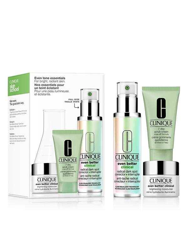 Even Tone Essentials Skincare Set, 3 skincare experts for refined, radiant skin. $198 value